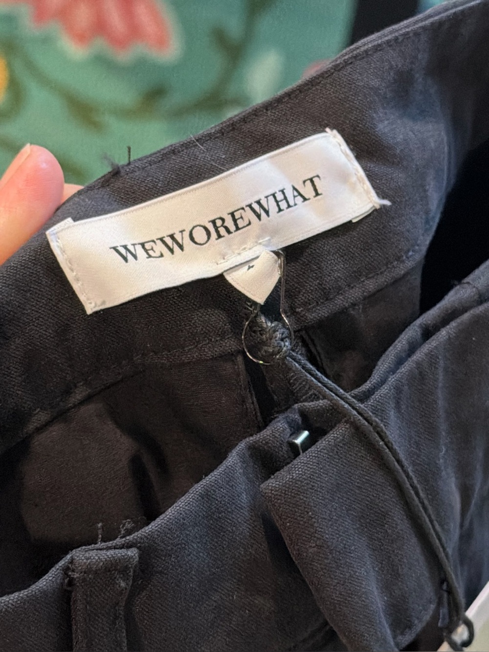 NWT WEWOREWHAT Wide Leg Pleated Trouser Cotton Twill Size 4 Black 9667 - Picture 6 of 8
